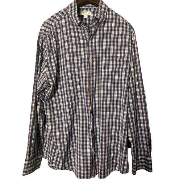 Peter Millar Shirt Men Large Summer Comfort Plaid Small hole chest pocket - Picture 1 of 7